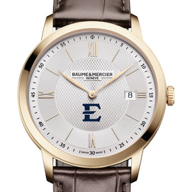 ETSU Men's Baume et Mercier 40mm Gold PVD Classima Watch with Silver Dial & Dark Brown Leather Strap Shot #1
