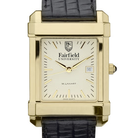 Fairfield Men's Gold Quad with Leather Strap Shot #1