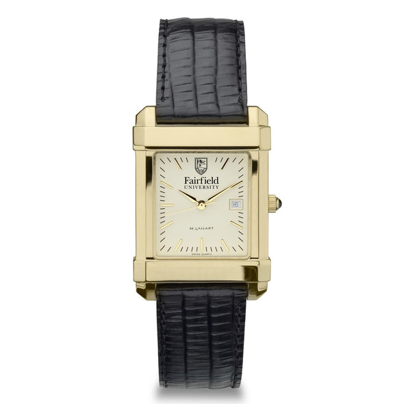 Fairfield Men&#39;s Gold Quad with Leather Strap Shot #2