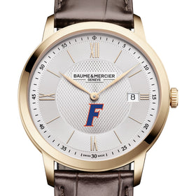 Florida Men's Baume et Mercier 40mm Gold PVD Classima Watch with Silver Dial & Dark Brown Leather Strap Shot #1