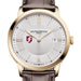 Fordham Men's Baume et Mercier 40mm Gold PVD Classima Watch with Silver Dial & Dark Brown Leather Strap