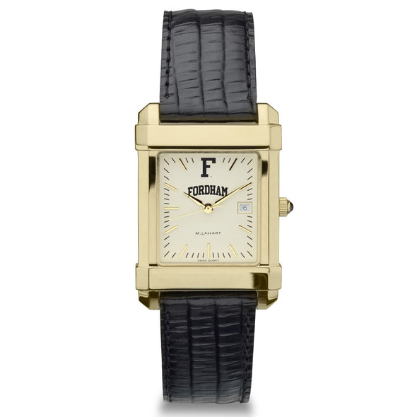 Fordham Men&#39;s Gold Quad with Leather Strap Shot #2