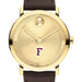 Fordham University Men's Movado BOLD Gold with Chocolate Leather Strap