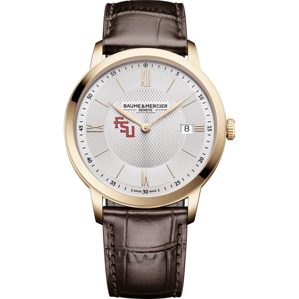 FSU Men's Baume et Mercier 40mm Gold PVD Classima Watch with Silver Dial & Dark Brown Leather Strap Shot #2