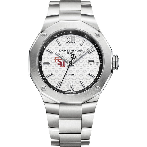 FSU Men's Baume et Mercier 42mm Riviera Watch with White Dial & Bracelet Shot #2