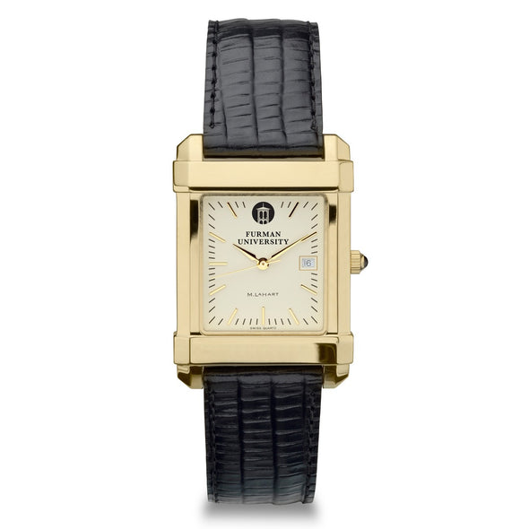 Furman Men&#39;s Gold Quad with Leather Strap Shot #2