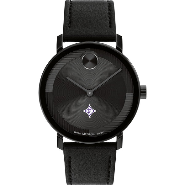 Furman University Men's Movado BOLD with Black Leather Strap Shot #2