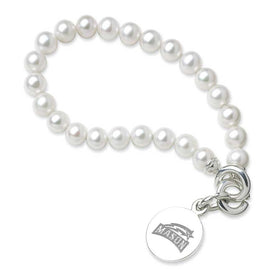George Mason University Pearl Bracelet with Sterling Silver Charm Shot #1