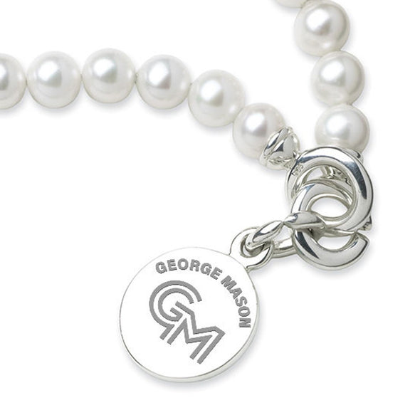 George Mason University Pearl Bracelet with Sterling Silver Charm Shot #2