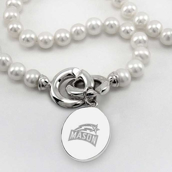 George Mason University Pearl Necklace with Sterling Silver Charm Shot #2