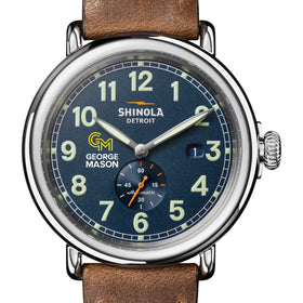 George Mason University Shinola Watch, The Runwell Automatic 45 mm Blue Dial and British Tan Strap at M.LaHart & Co. Shot #1