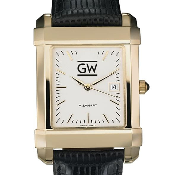 George Washington Men's Gold Quad with Leather Strap Shot #1
