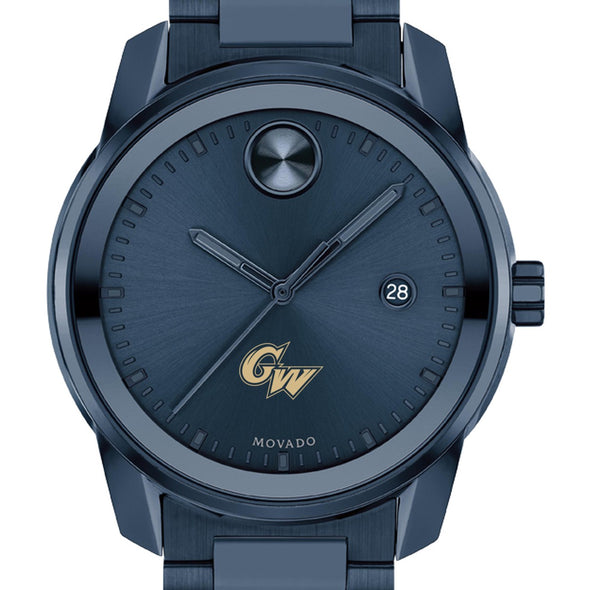 George Washington University Men's Movado BOLD Blue Ion with Date Window Shot #1