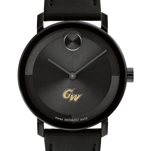George Washington University Men's Movado BOLD with Black Leather Strap Shot #1