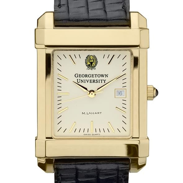Georgetown Men's Gold Quad with Leather Strap Shot #1