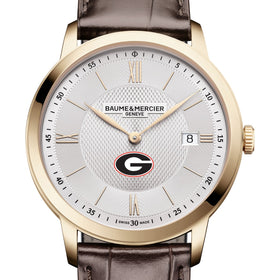 Georgia Men's Baume et Mercier 40mm Gold PVD Classima Watch with Silver Dial & Dark Brown Leather Strap Shot #1