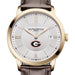 Georgia Men's Baume et Mercier 40mm Gold PVD Classima Watch with Silver Dial & Dark Brown Leather Strap