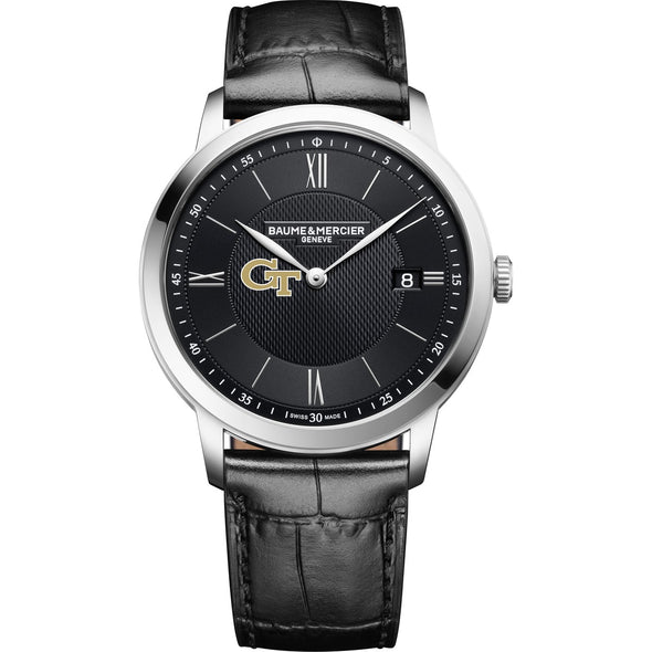 Georgia Tech Men's Baume et Mercier 40mm Classima Quartz Watch with Black Dial & Black Leather Strap Shot #2