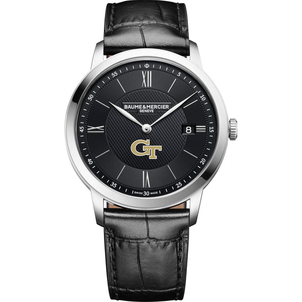 Georgia Tech Men's Baume et Mercier 40mm Classima Quartz Watch with Black Dial & Black Leather Strap Shot #2