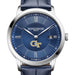 Georgia Tech Men's Baume et Mercier 40mm Classima Quartz Watch with Blue Dial & Dark Blue Leather Strap