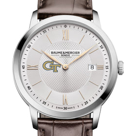 Georgia Tech Men's Baume et Mercier 40mm Classima Quartz Watch with Silver Dial & Dark Brown Leather Strap Shot #1