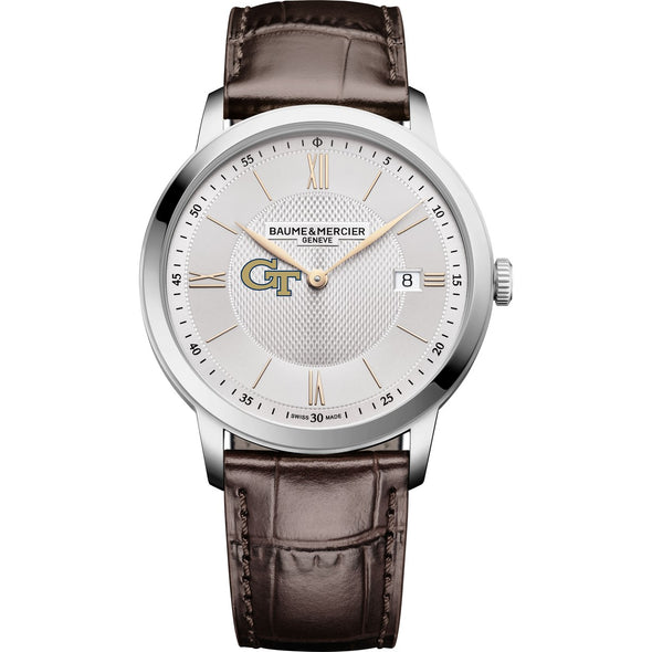 Georgia Tech Men's Baume et Mercier 40mm Classima Quartz Watch with Silver Dial & Dark Brown Leather Strap Shot #2