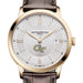 Georgia Tech Men's Baume et Mercier 40mm Gold PVD Classima Watch with Silver Dial & Dark Brown Leather Strap