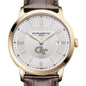 Georgia Tech Men's Baume et Mercier 40mm Gold PVD Classima Watch with Silver Dial & Dark Brown Leather Strap Shot #1