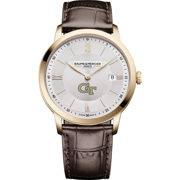 Georgia Tech Men's Baume et Mercier 40mm Gold PVD Classima Watch with Silver Dial & Dark Brown Leather Strap Shot #2