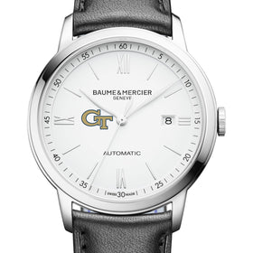 Georgia Tech Men's Baume et Mercier 42mm Classima Automatic Watch with White Dial & Black Leather Strap Shot #1