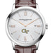 Georgia Tech Men's Baume et Mercier 42mm Classima Watch with Silver Dial & Brown Leather Strap