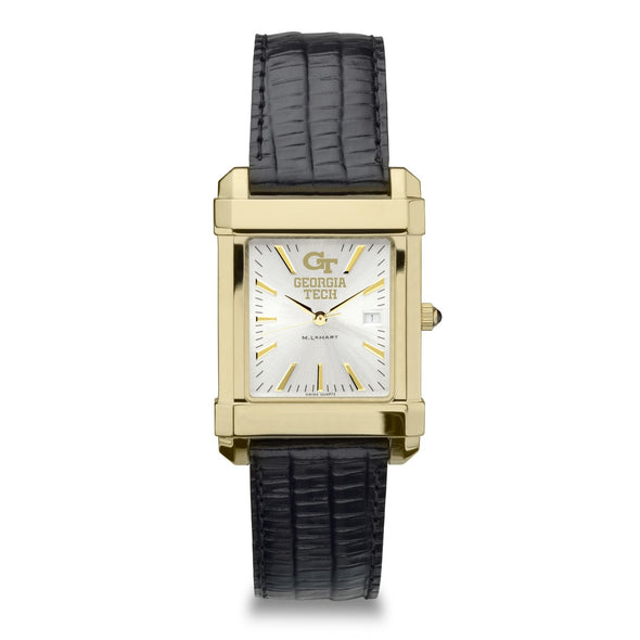 Georgia Tech Men's Gold Watch with 2-Tone Dial & Leather Strap at M.LaHart & Co. Shot #2