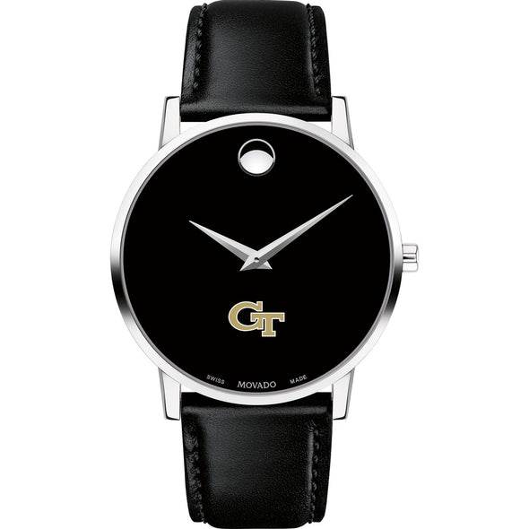 Georgia Tech Men&#39;s Movado Museum with Leather Strap Shot #2