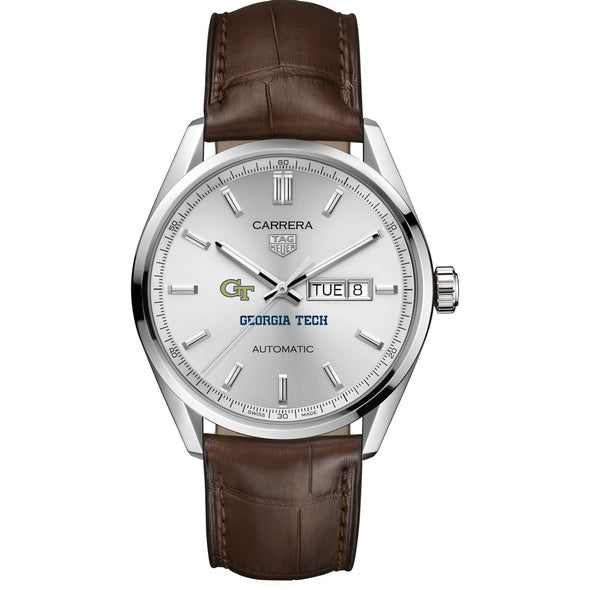 Georgia Tech Men&#39;s TAG Heuer Automatic Day/Date Carrera with Silver Dial Shot #2