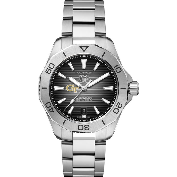 Georgia Tech Men's TAG Heuer Steel Automatic Aquaracer with Black Dial Shot #2