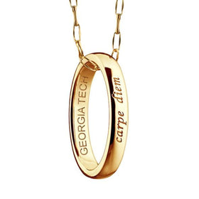 Georgia Tech Monica Rich Kosann &quot;Carpe Diem&quot; Poesy Ring Necklace in Gold Shot #1