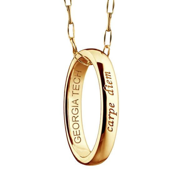 Georgia Tech Monica Rich Kosann "Carpe Diem" Poesy Ring Necklace in Gold Shot #1