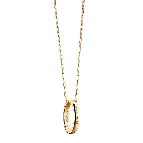 Georgia Tech Monica Rich Kosann "Carpe Diem" Poesy Ring Necklace in Gold Shot #2