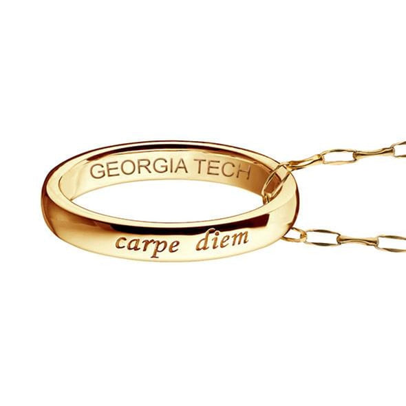 Georgia Tech Monica Rich Kosann "Carpe Diem" Poesy Ring Necklace in Gold Shot #3