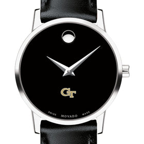 Georgia Tech Women&#39;s Movado Museum with Leather Strap Shot #1