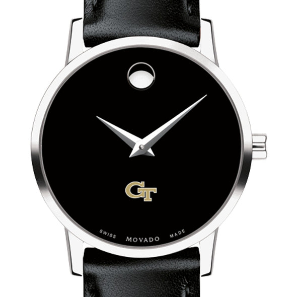 Georgia Tech Women&#39;s Movado Museum with Leather Strap Shot #1