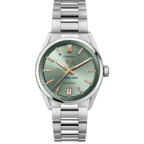 Georgia Tech Women's TAG Heuer Steel Carrera Automatic with Green Dial Shot #2