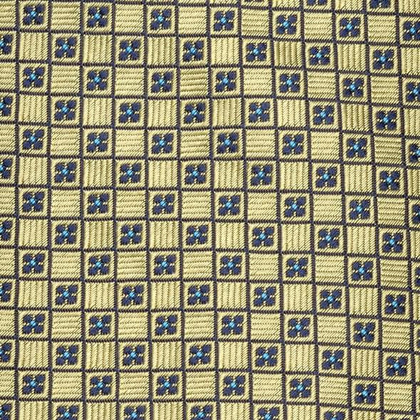 Harvard Blue & Gold Squares Pattern Woven Silk Tie Shot #2