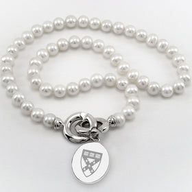 Harvard Business School School Pearl Necklace with Sterling Silver Charm Shot #1