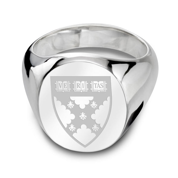 Harvard Business School Sterling Silver Oval Signet Ring Shot #2