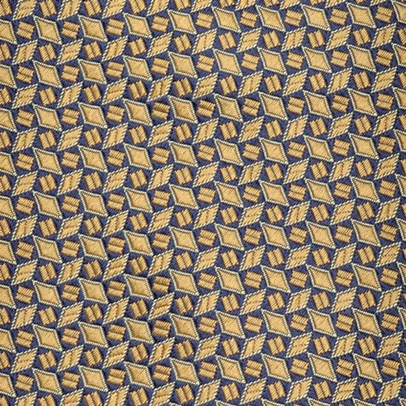 Harvard Diamond Pattern Woven Silk Tie in Gold & Navy Shot #2