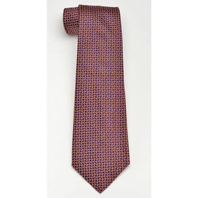 Harvard Diamond Pattern Woven Silk Tie in Maroon & Black Shot #1