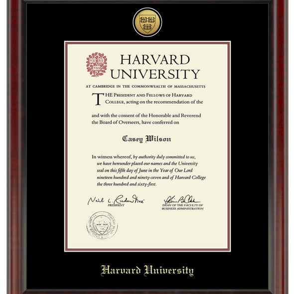 Harvard Diploma Frame - Gold Medallion Shot #2