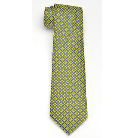 Harvard Green & Blue Diamond Pattern Woven Silk Tie Shot #1