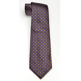 Harvard Green Daisy Pattern Woven Silk Tie in Purple Shot #1